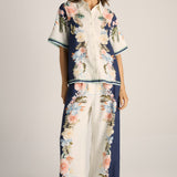 Solara Placement Print Collared Shirt - Navy Print