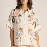 Solara Placement Print Collared Shirt - Pink Print