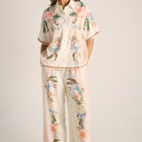 Solara Placement Print Collared Shirt - Pink Print