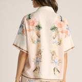 Solara Placement Print Collared Shirt - Pink Print