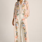 Solara Split Neck Blouse - Pink Print