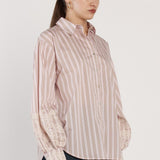 Paloma Striped Embroidered Shirt - Pink Stripe