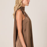 Dahlia Satin One Shoulder Top - Bronze