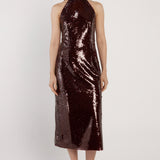 Juliette Sequin Halter Dress - Maroon