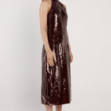 Juliette Sequin Halter Dress - Maroon