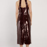 Juliette Sequin Halter Dress - Maroon