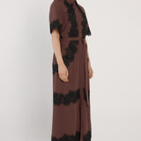 Cyra Linen Lace Dress - Chocolate