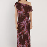 Margo One Shoulder Dress - Dark Flower Print