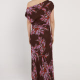 Margo One Shoulder Dress - Dark Flower Print