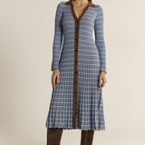 Nesta Check Knit Dress - Blue/Chocolate