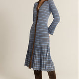 Nesta Check Knit Dress - Blue/Chocolate