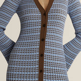 Nesta Check Knit Dress - Blue/Chocolate
