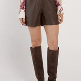 Elayra Leather Short - Chocolate