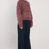 Quinn Boucle Bomber Knit - Burgundy/White