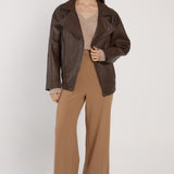 Fallon Leather Bomber - Chocolate