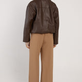 Fallon Leather Bomber - Chocolate