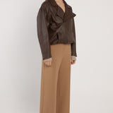Fallon Leather Bomber - Chocolate