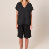 Rae V-Neck Vest - Black Marle