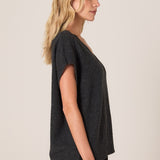 Rae V-Neck Vest - Black Marle