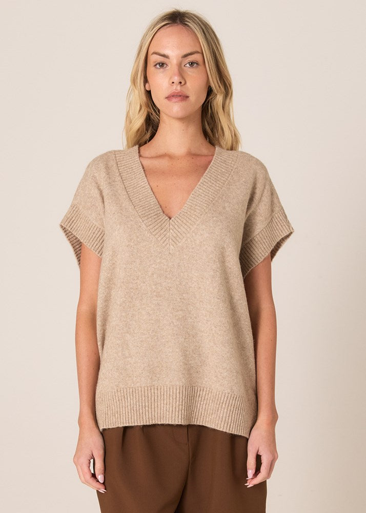 Rae V-Neck Vest - Brown Marle