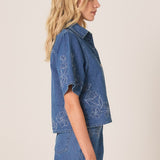 Sloane Embroidered Denim Shirt - Mid Blue