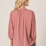 Shae Split Neck Blouse - Terracotta