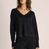 Oriane Sparkle V-Neck Knit - Black