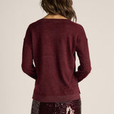 Oriane Sparkle V-Neck Knit - Burgundy