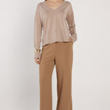 Oriane Sparkle V-Neck Knit - Gold