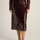 Monroe Sequin Pencil Skirt - Burgundy