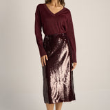 Monroe Sequin Pencil Skirt - Burgundy