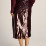 Monroe Sequin Pencil Skirt - Burgundy