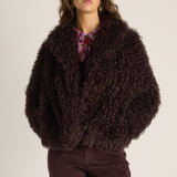 Wynn Cropped Fur Jacket - Chocolate