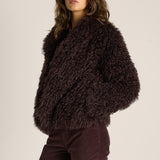 Wynn Cropped Fur Jacket - Chocolate