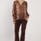 Odette Ruffle Blouse - Snake Print