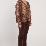 Odette Ruffle Blouse - Snake Print