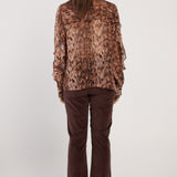 Odette Ruffle Blouse - Snake Print