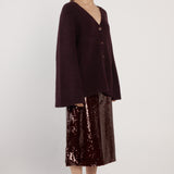 Zinnia Fluffy Cardigan - Burgundy
