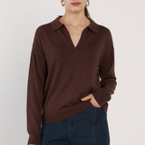 Solenne Polo Knit - Chocolate