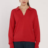 Solenne Polo Knit - Red