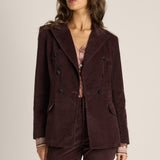 Rhea Velvet Blazer - Chocolate