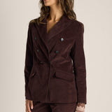 Rhea Velvet Blazer - Chocolate