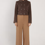 Devyn Wool Blend Cropped Jacket - Chocolate