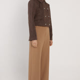 Devyn Wool Blend Cropped Jacket - Chocolate