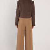Devyn Wool Blend Cropped Jacket - Chocolate