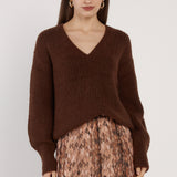 Remy V-Neck Jumper - Chocolate