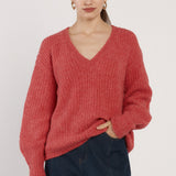 Remy V-Neck Jumper - Red
