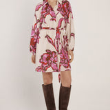 Novara Linen Dress - Light Flower Print
