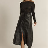 Brae Leather Midi Skirt