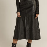 Brae Leather Midi Skirt